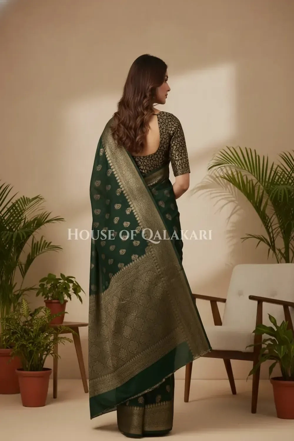 Cotton Saree back pose