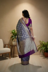 georget silk saree back pose