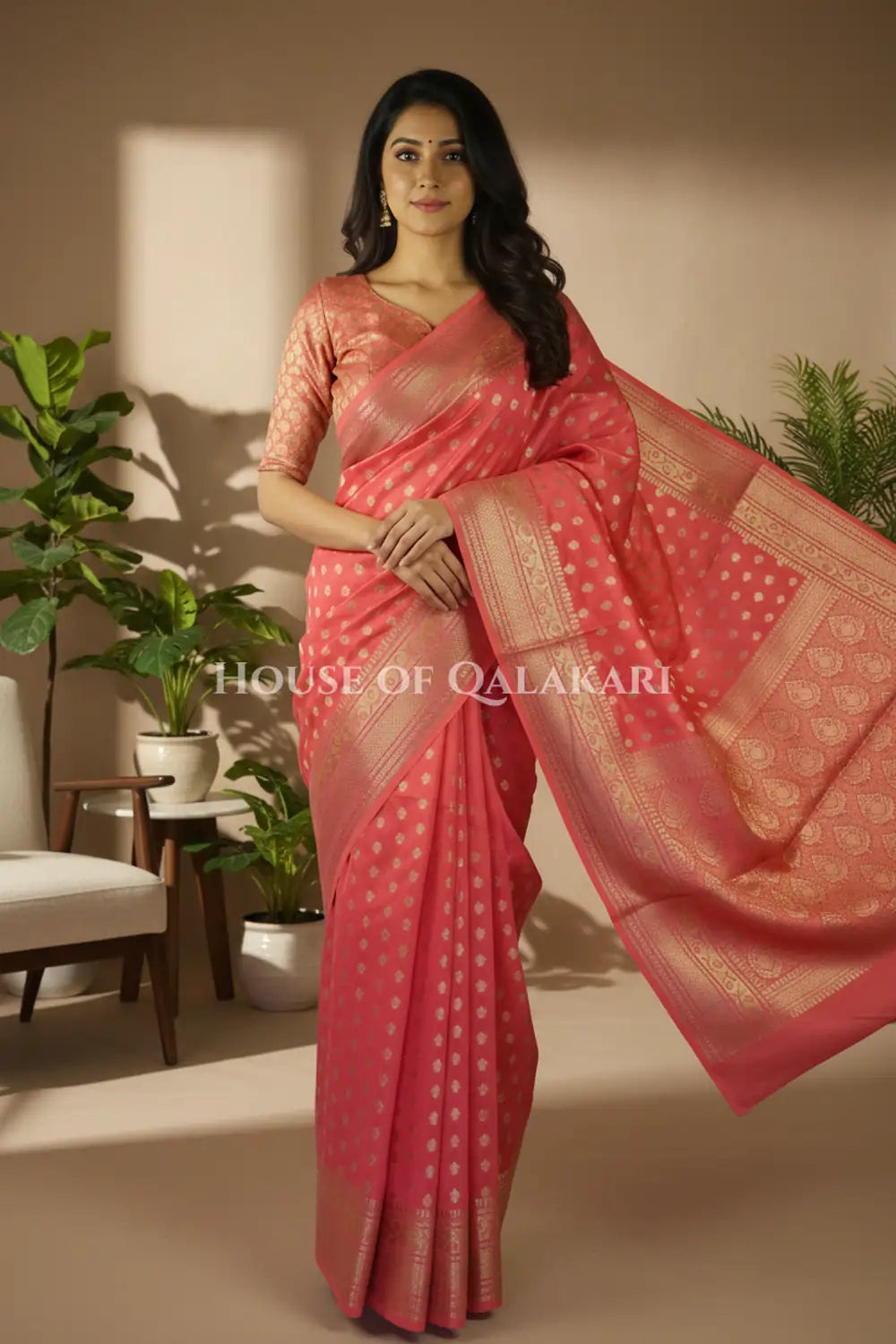 monga pure silk saree front pose