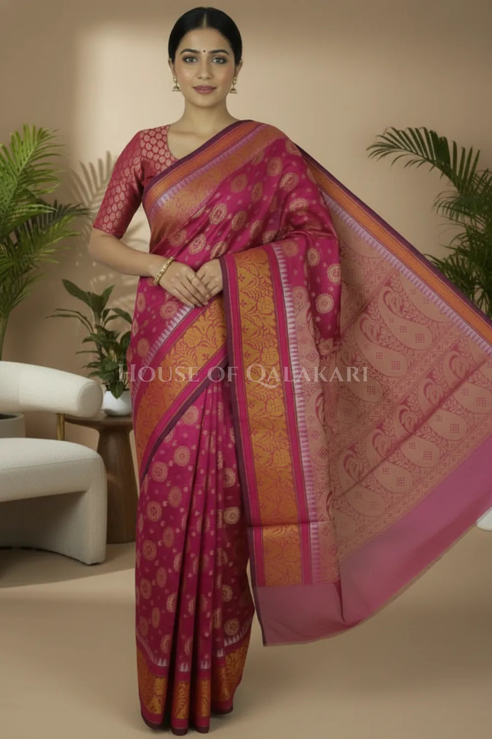 mulmul cotton patola saree 0426 front pose