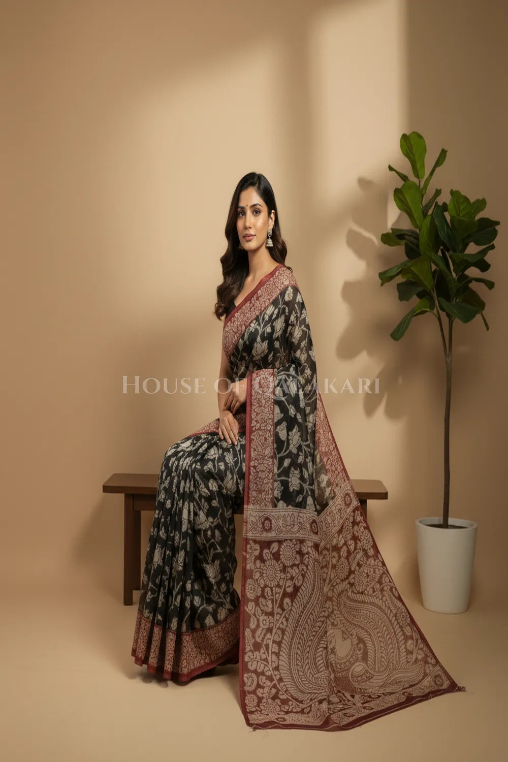 kota cotton kalamkari saree 0451 outdoor pose