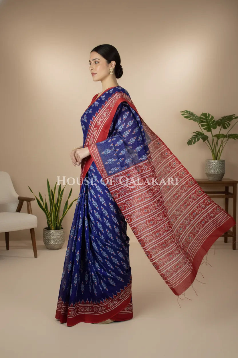 mulmul cotton bagru saree 411 side pose