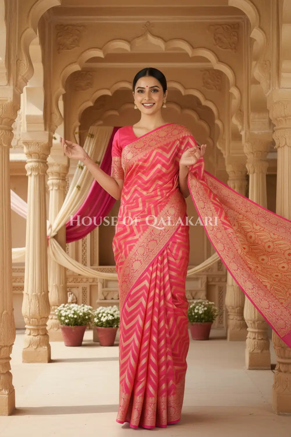 Khaddi Georget Silk Saree Festive Pose
