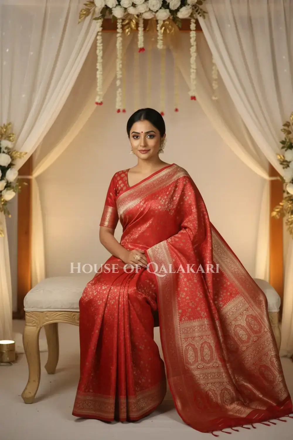 Pure Silk Saree sitting pose
