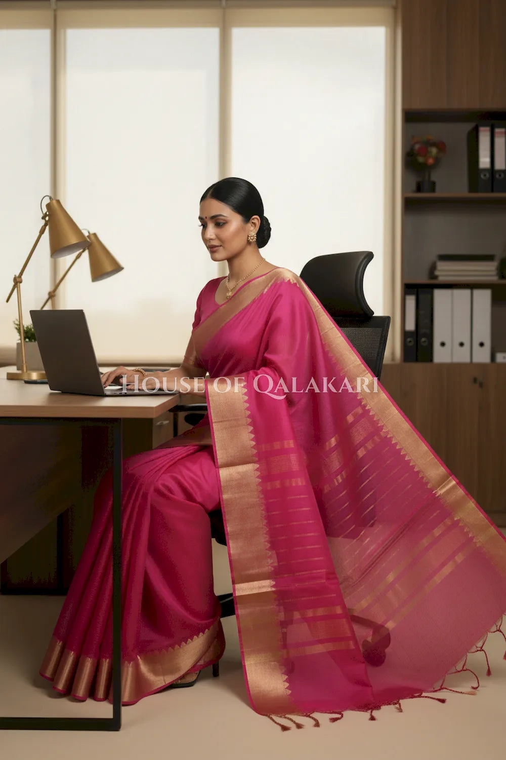 cotton saree 0332 office pose1