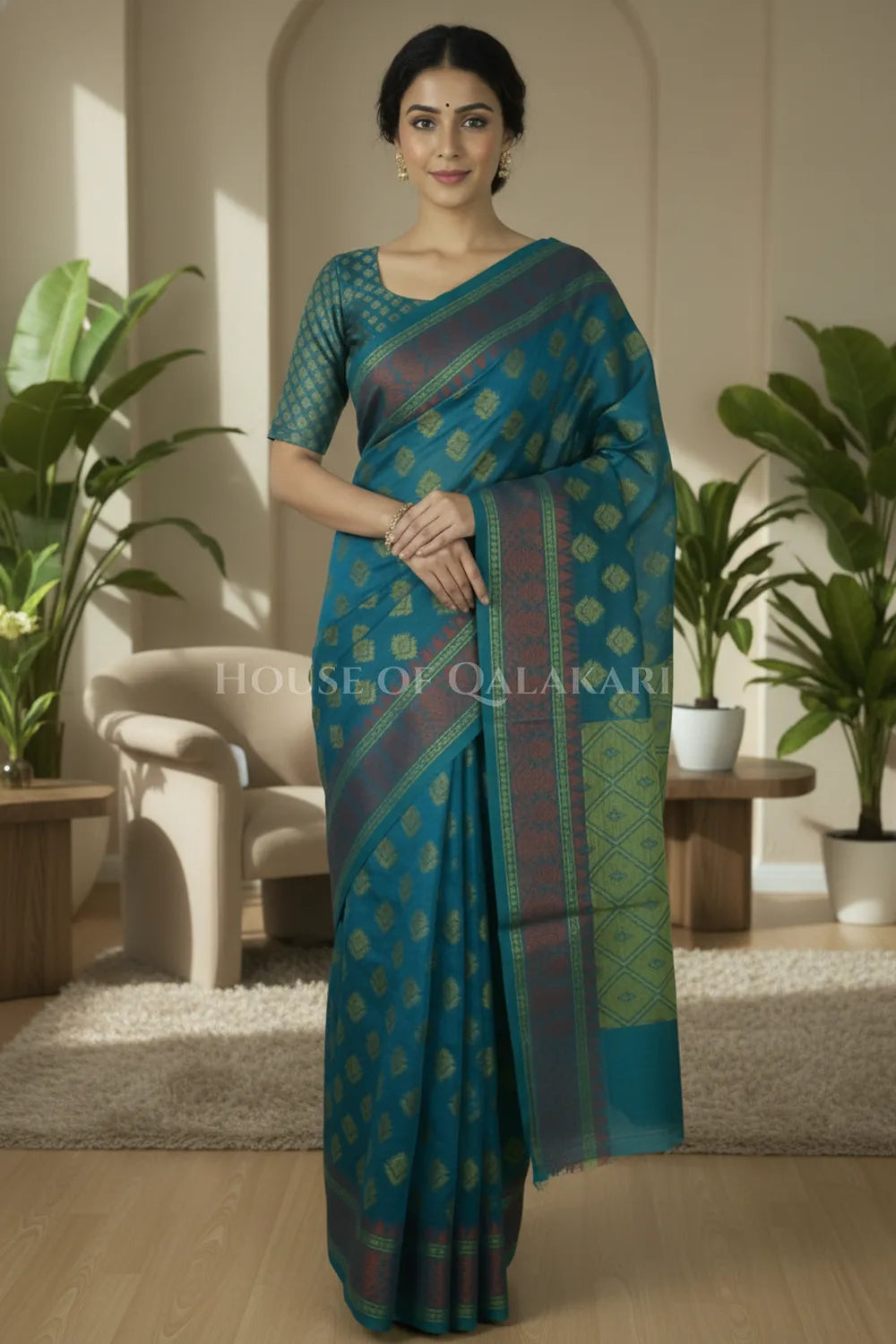 mulmul cotton patola saree 0422 front pose