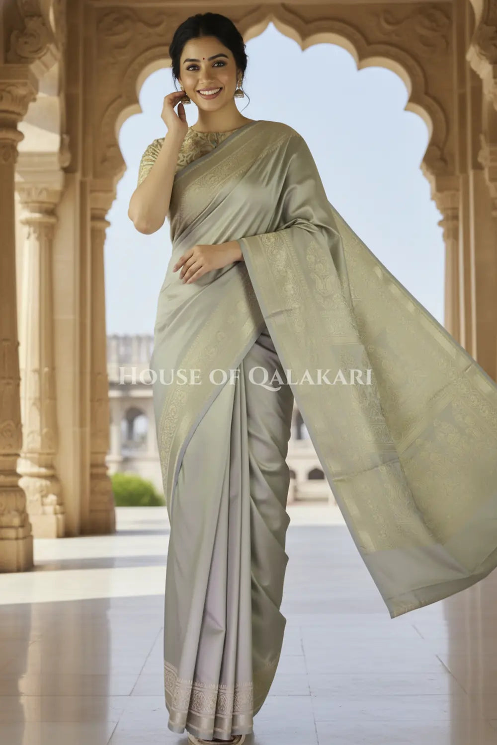 pure silk saree festive pose