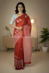 mulmul cotton bagru saree 406 front pose