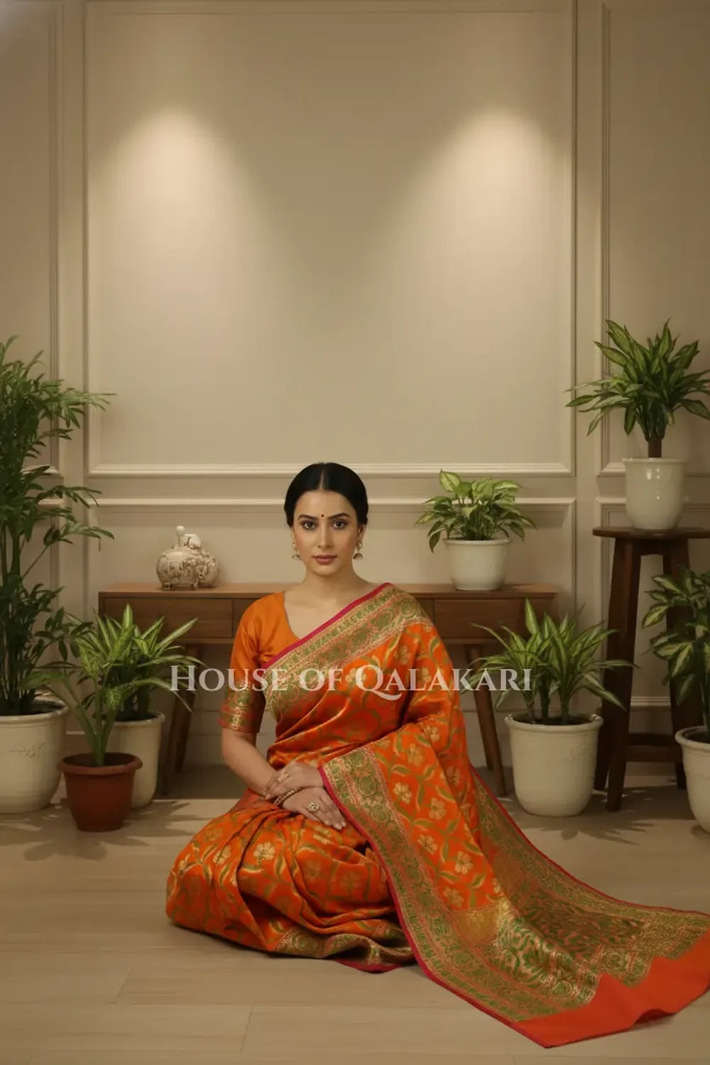 Georget Silk Saree sitting pose