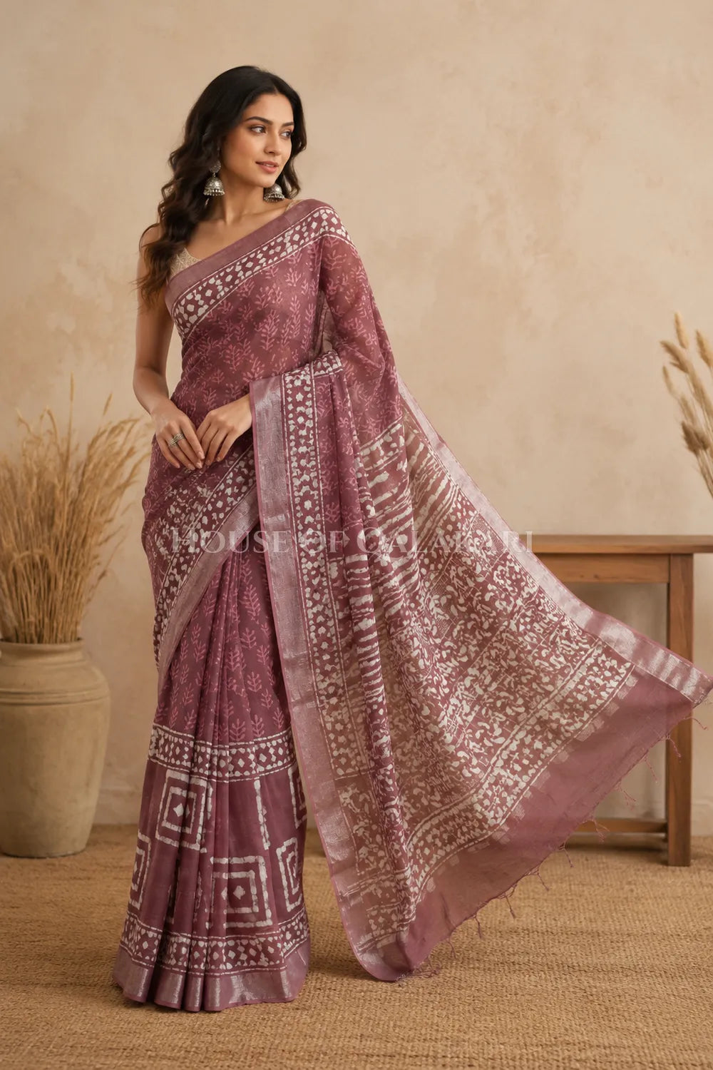 linen cotton saree 483 side pose