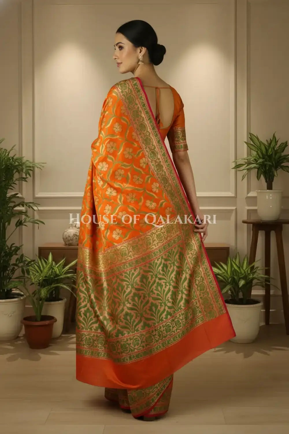 Georget Silk Saree back pose