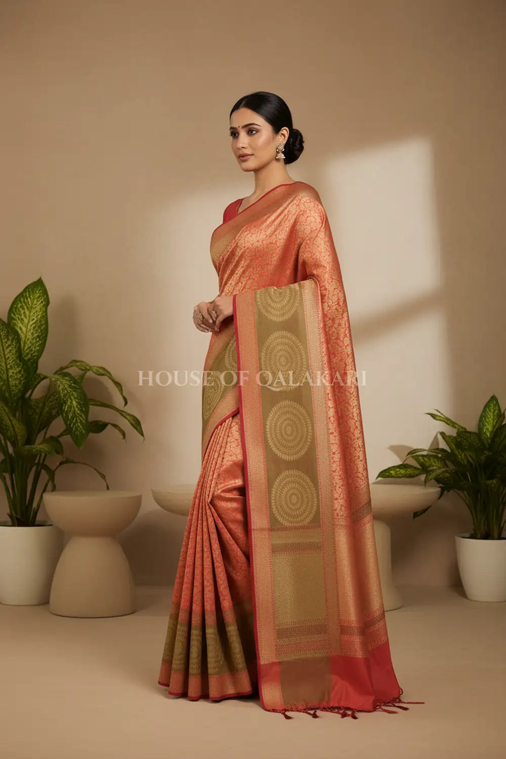 georget silk saree side pose