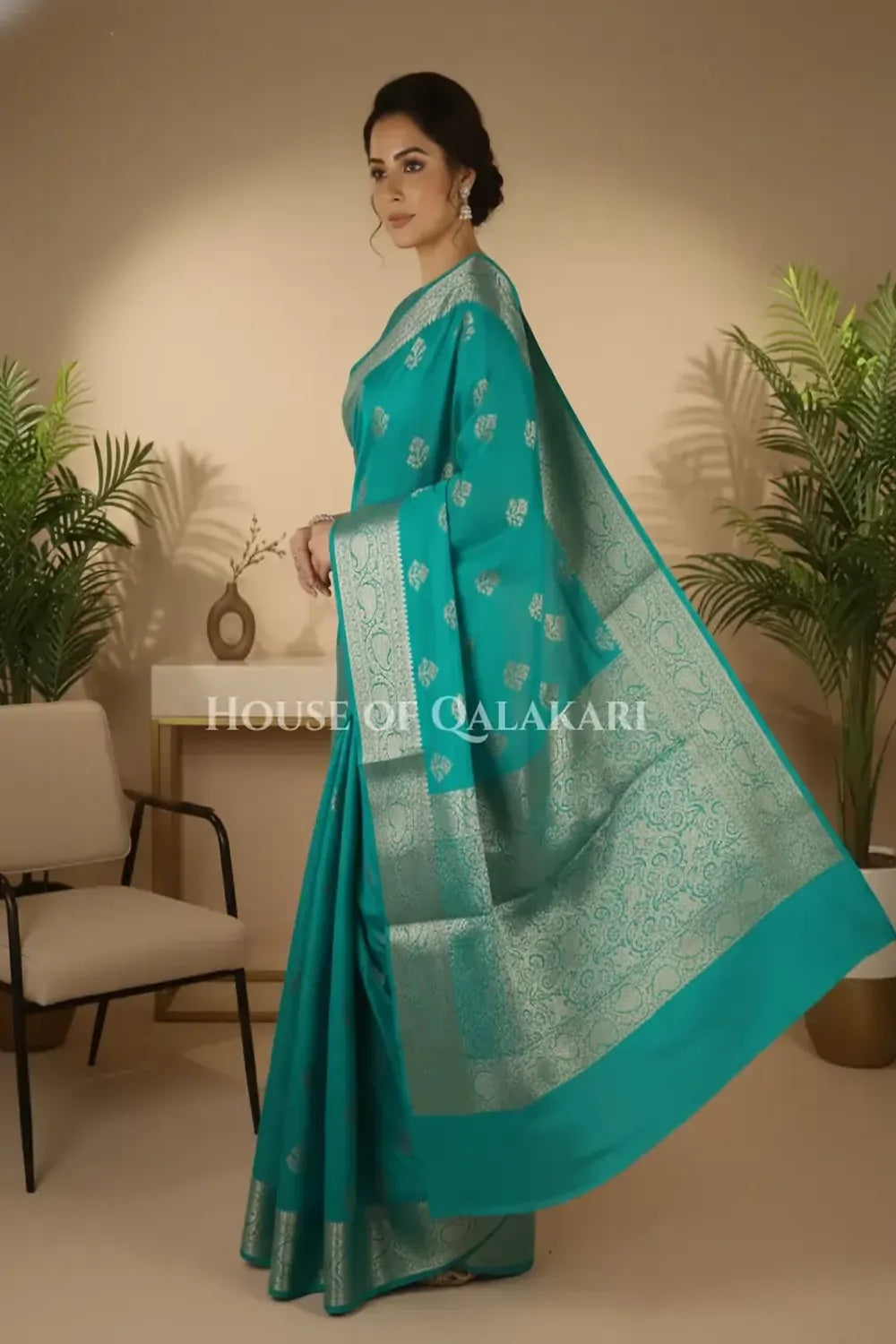 Monga Silk Saree side pose