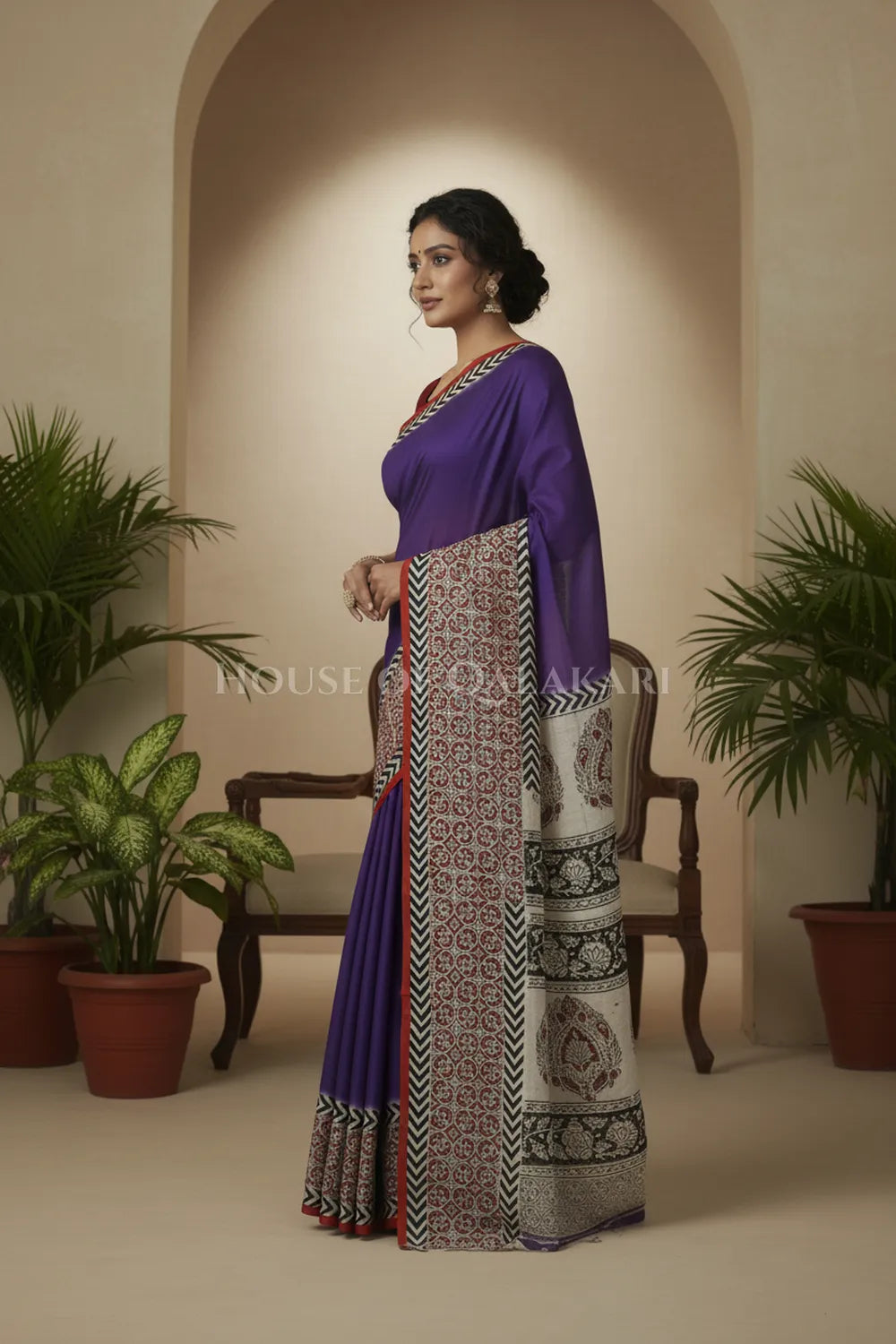 chennuri silk kalamkari saree 0449 side pose