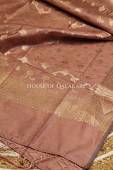 Banarasi Cotton Silk blend Unstitched Dress Material in Copper colour with Intricate Zari Diamond Buti – dupatta