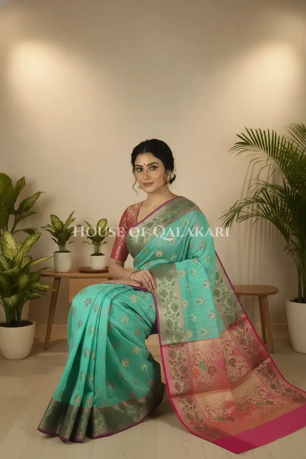 Cotton Saree sitting pose