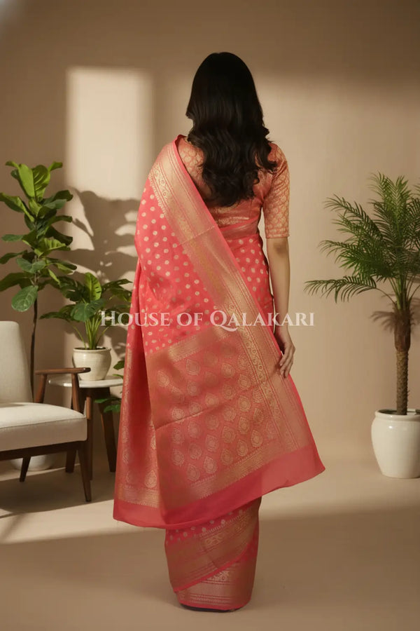 monga pure silk saree back pose