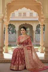 Khaddi Georget Silk Saree Sitting Pose