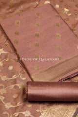 Banarasi Cotton Silk blend Unstitched Dress Material in Copper colour with Intricate Zari Diamond Buti – product