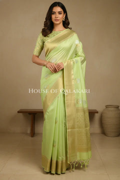 moonga silk saree front pose