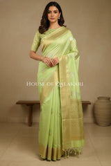 moonga silk saree front pose