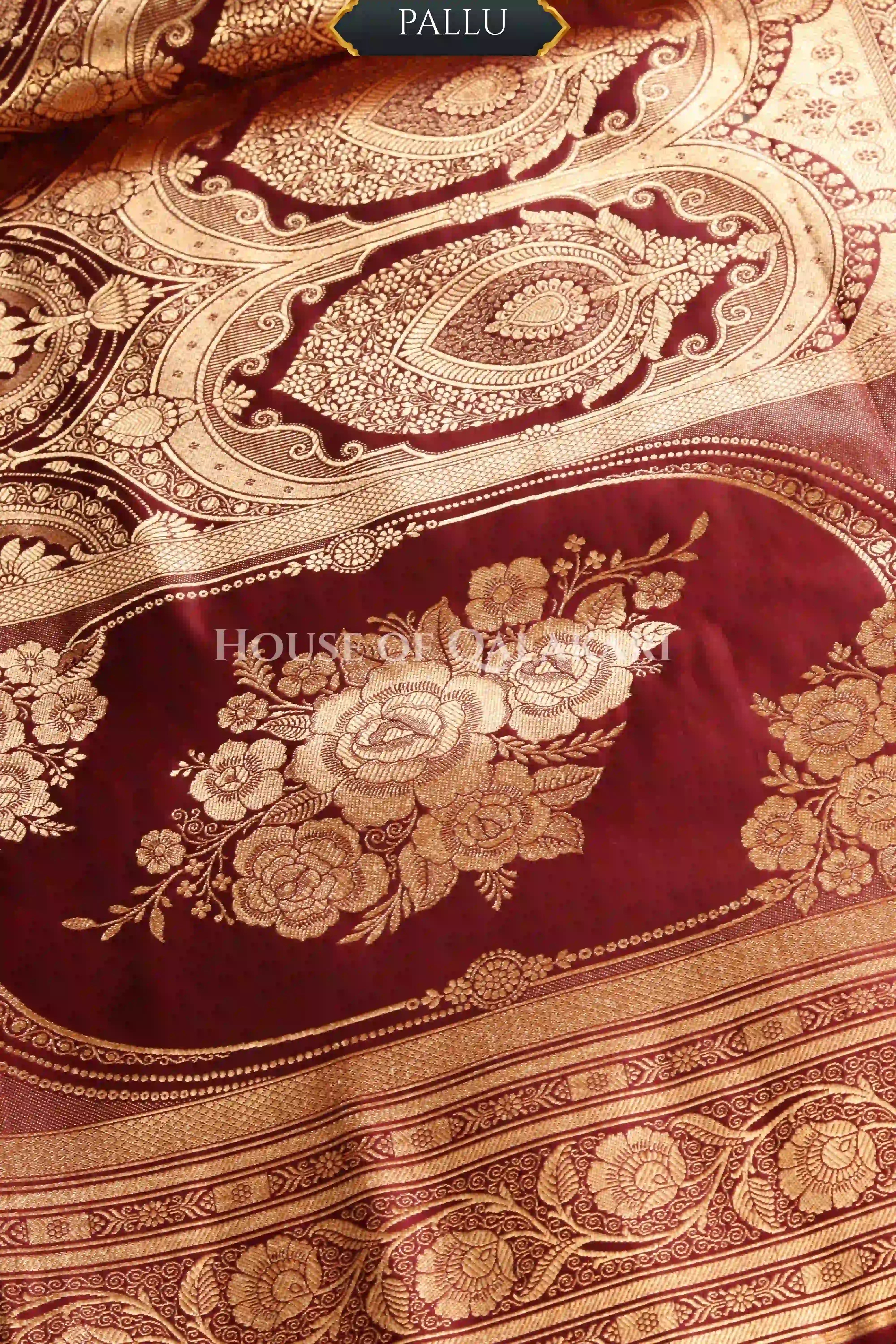 Double Katan Silk Saree pallu