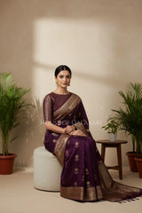 chiniya pure silk saree sitting pose