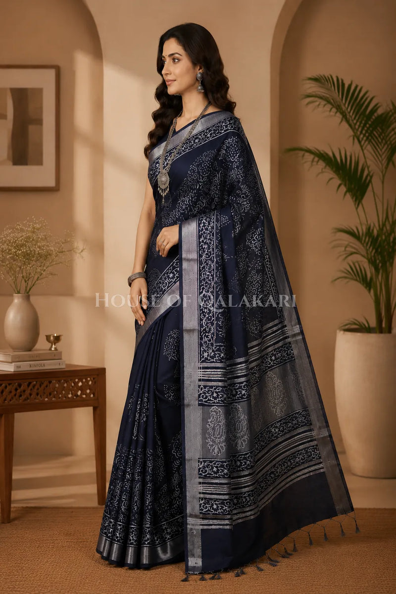 linen cotton saree 494 side pose
