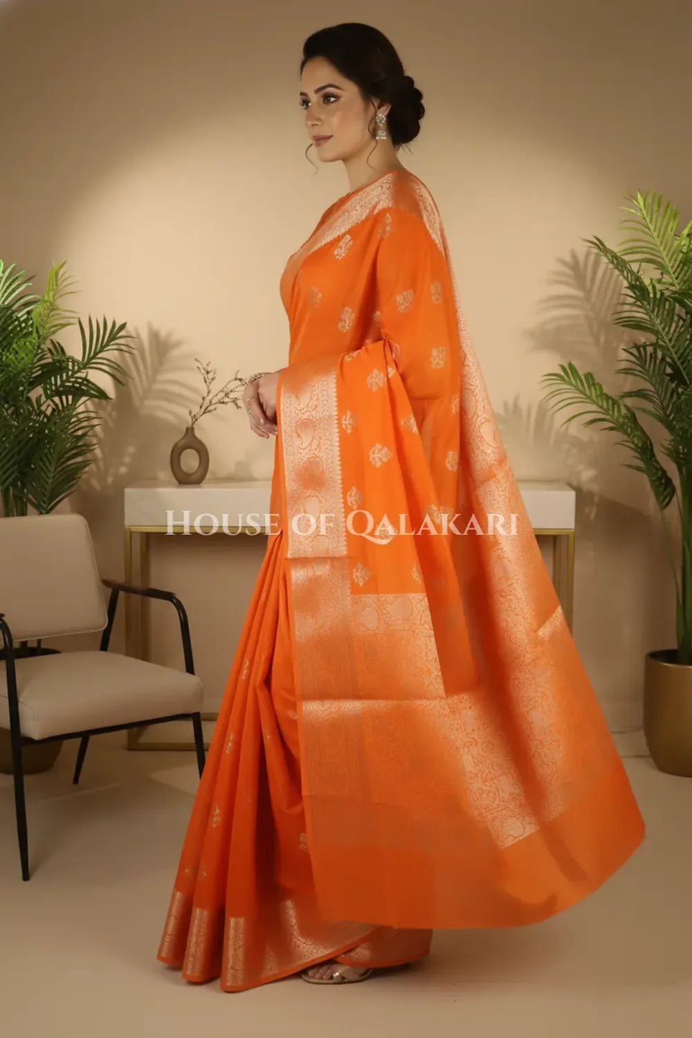 Monga Silk Saree side pose