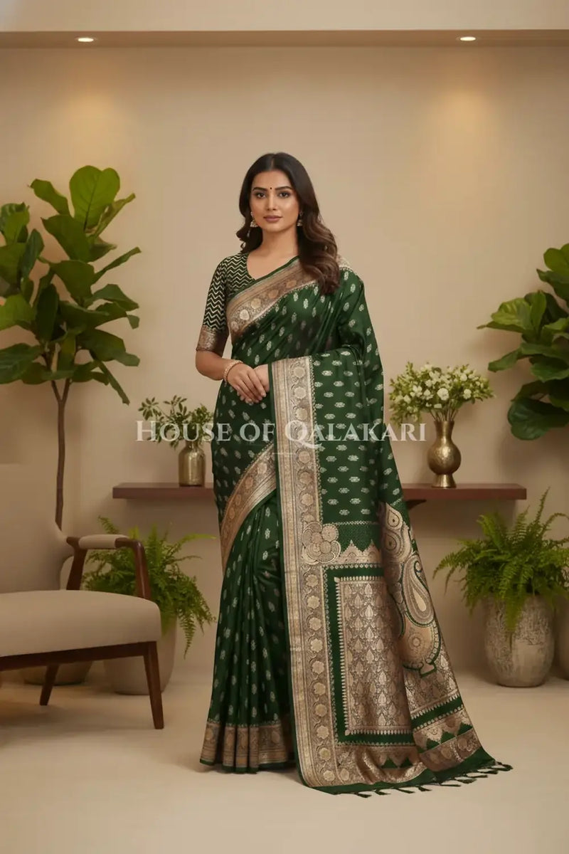 Double Katan Silk Saree front pose