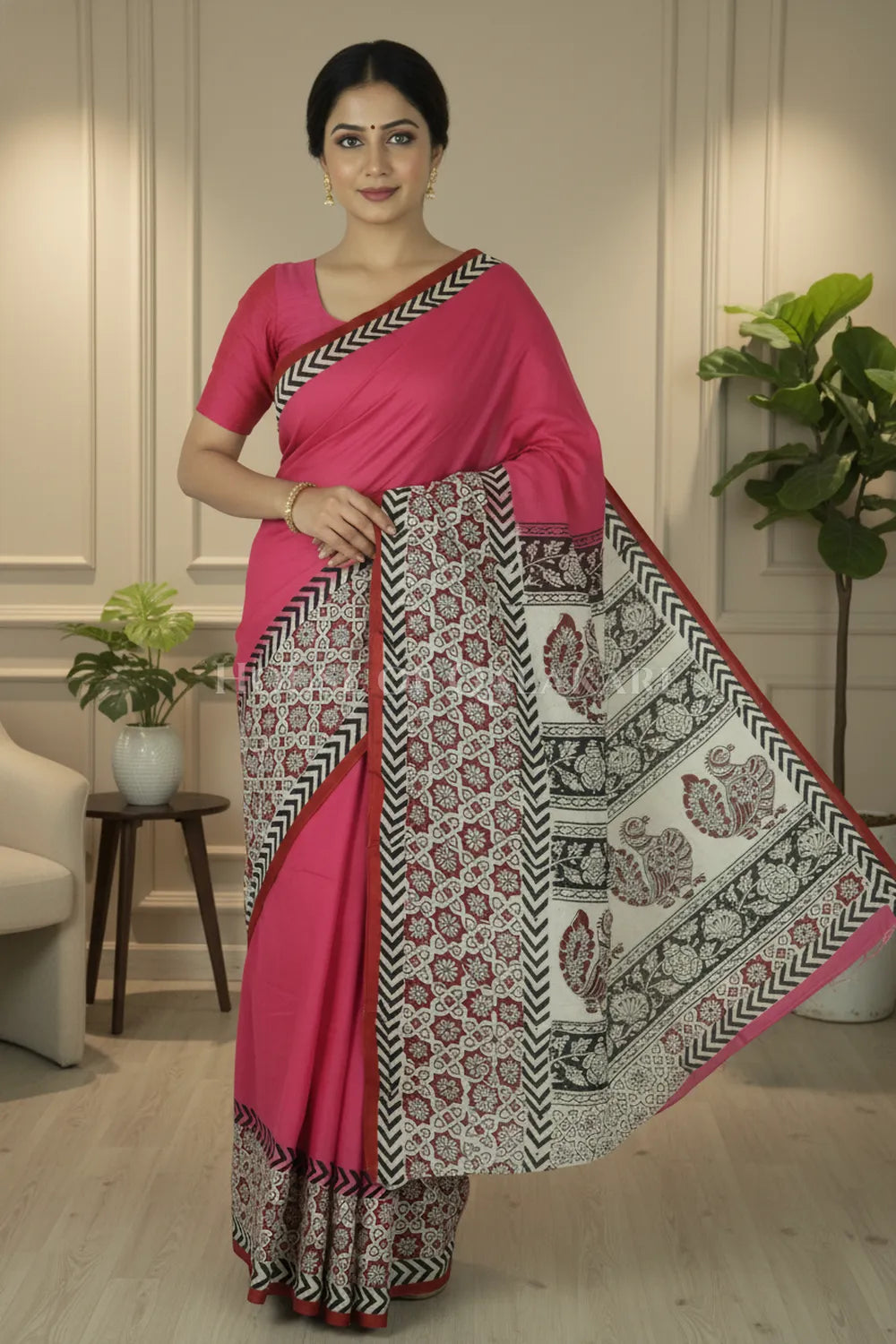 chennuri silk kalamkari saree 0450 front pose