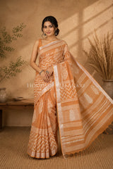 linen cotton saree 492 front pose