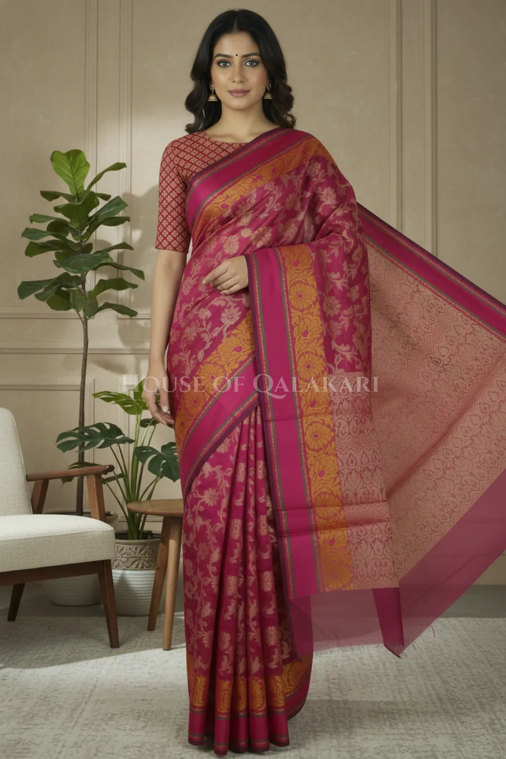 mulmul cotton patola saree 0415 front pose
