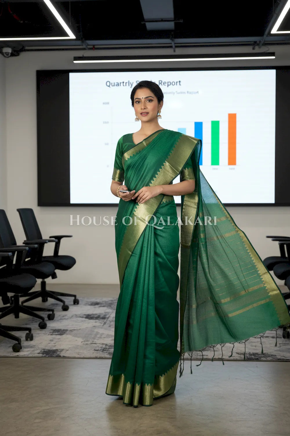 cotton saree 0340 office pose1
