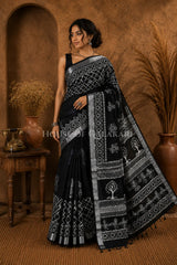 linen cotton saree 498 side pose