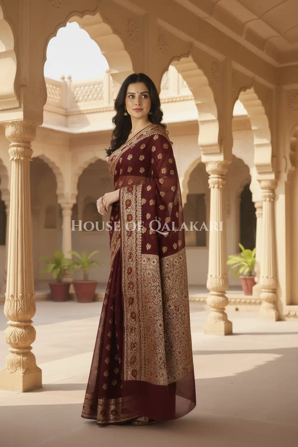 Khaddi Georget Silk Saree Side Pose