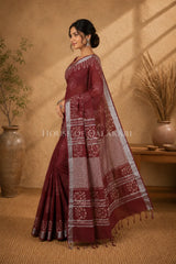 linen cotton saree 490 side pose