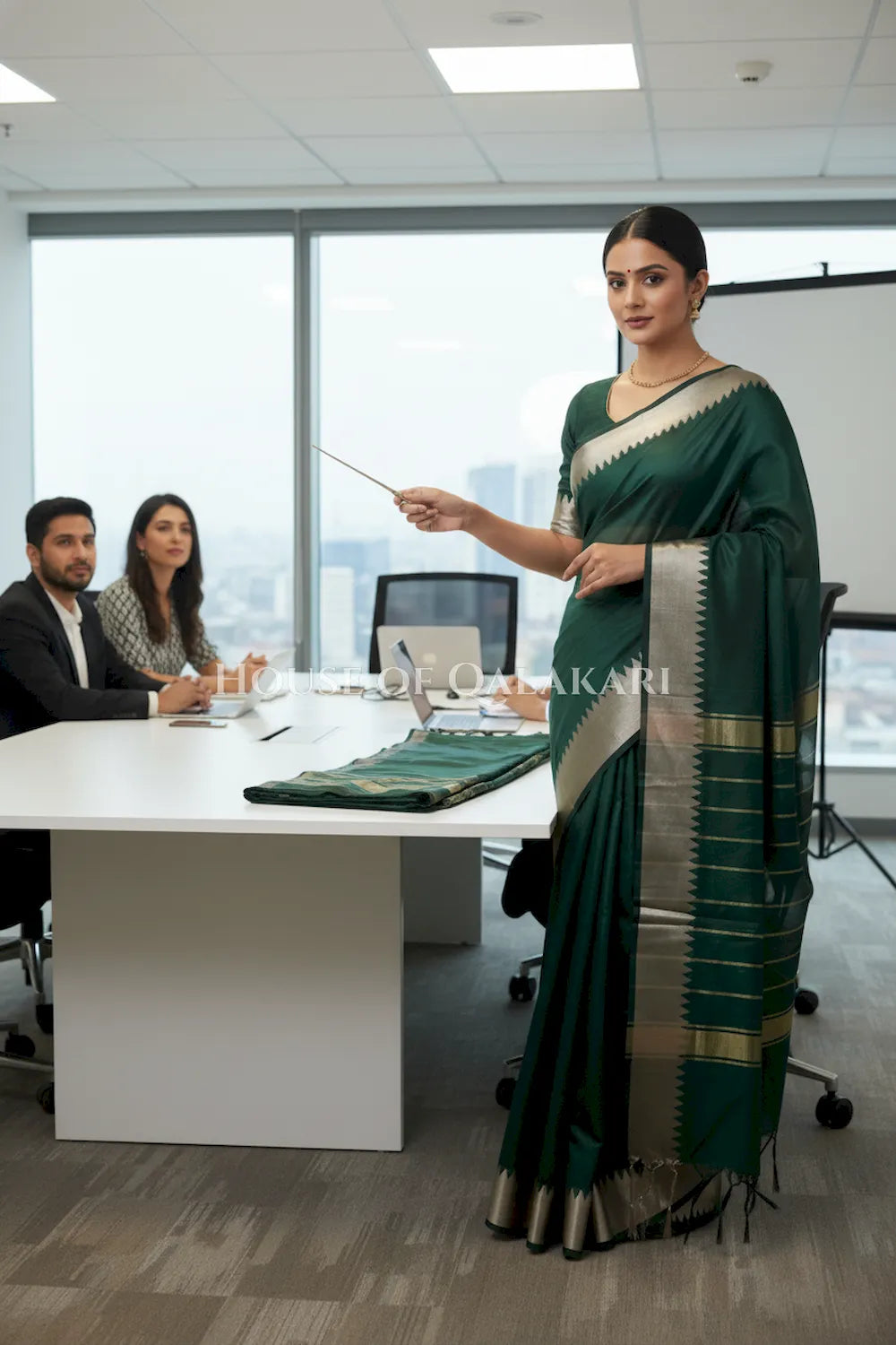 cotton saree 0333 office pose2