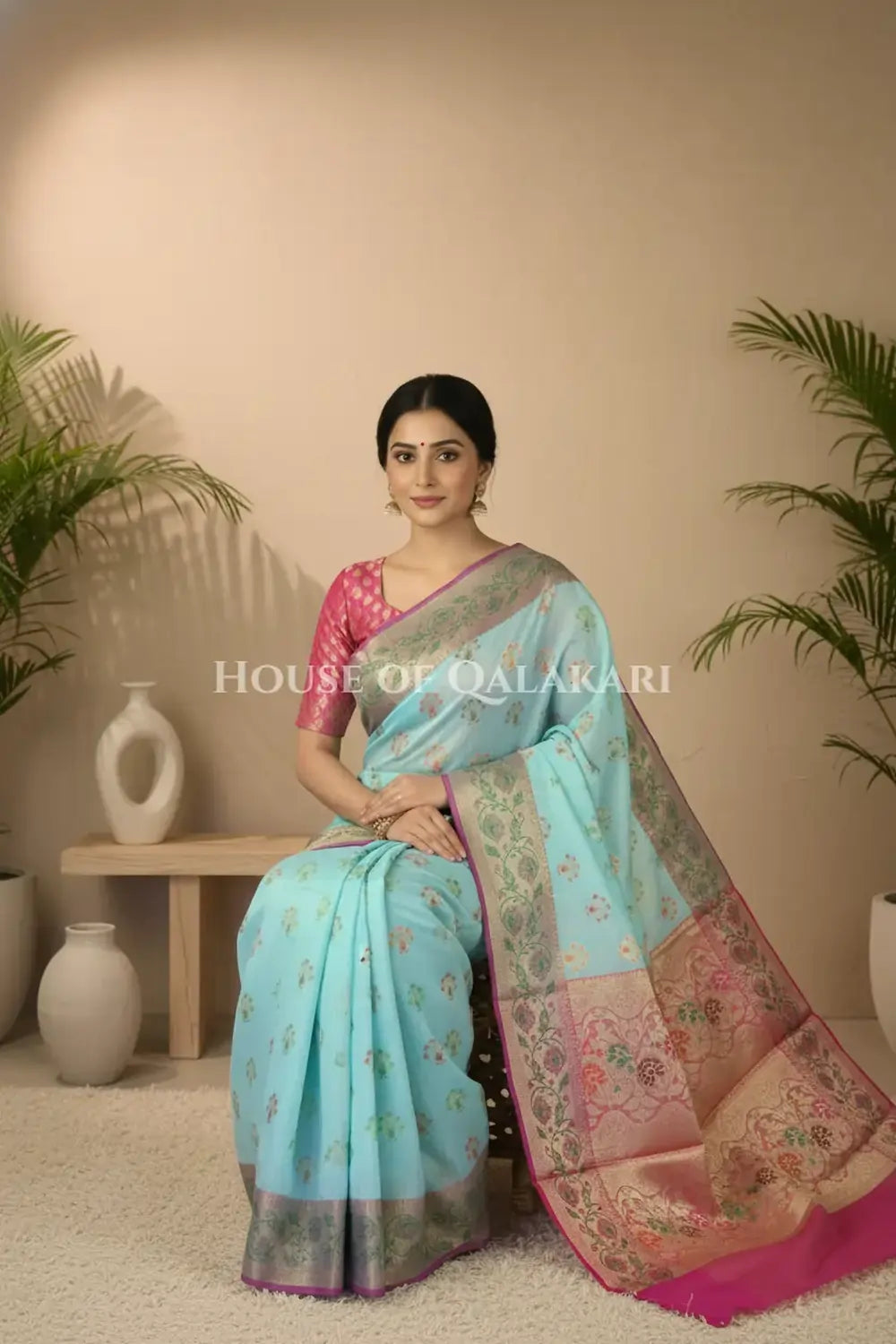 Cotton Saree sitting pose