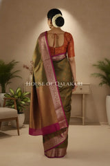 Tanchui Cotton Saree back pose