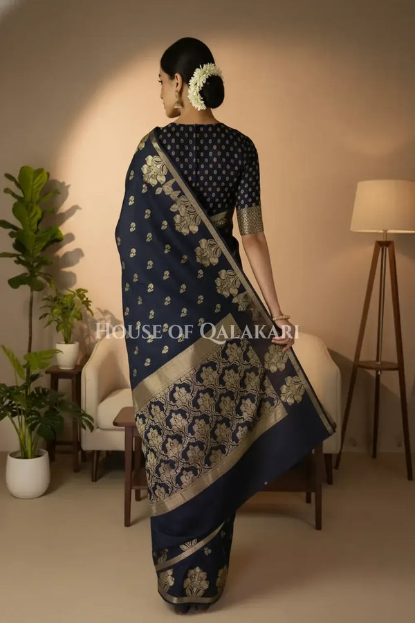 Monga Silk Saree back pose