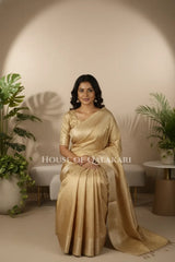 Mushroom silk Saree sitting pose