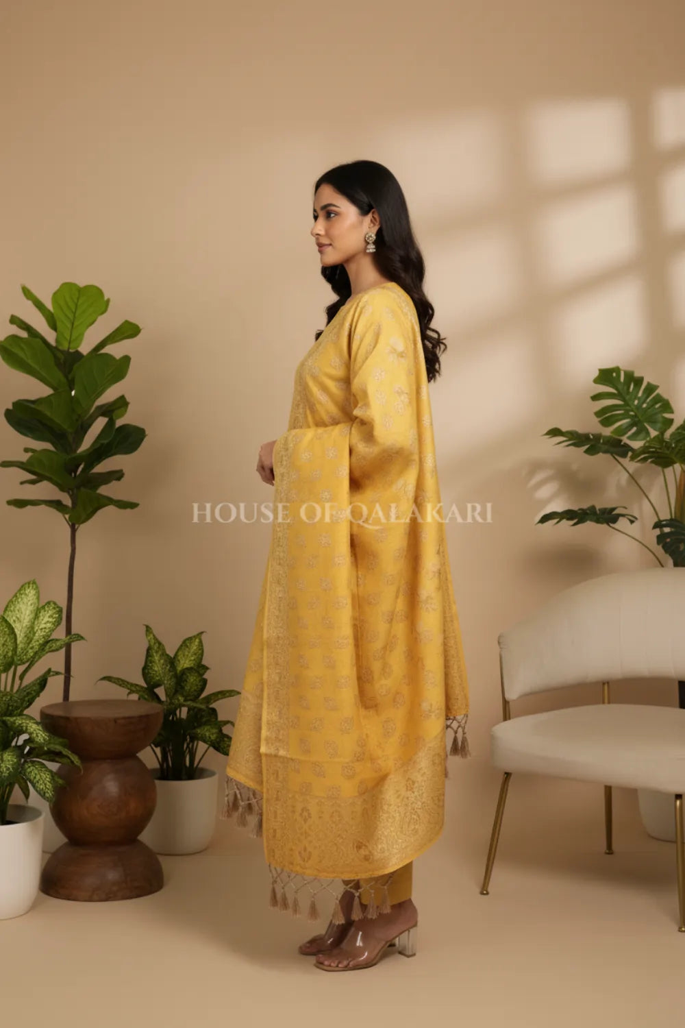 chanderi cotton dress material side pose