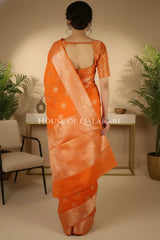 Monga Silk Saree back pose