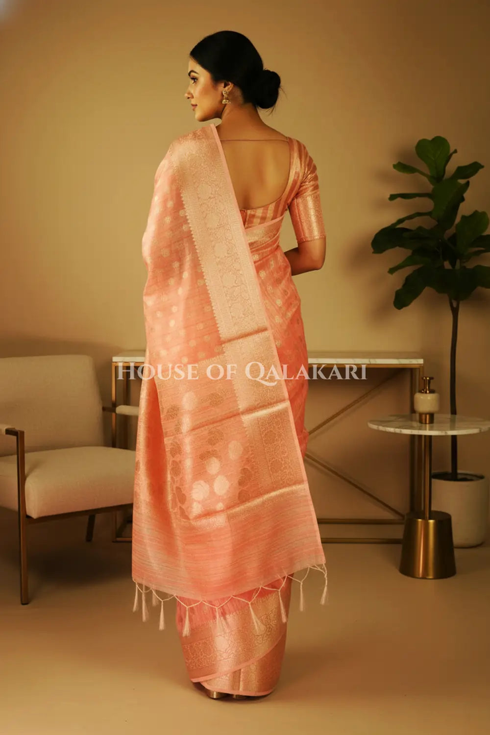 cotton saree back pose