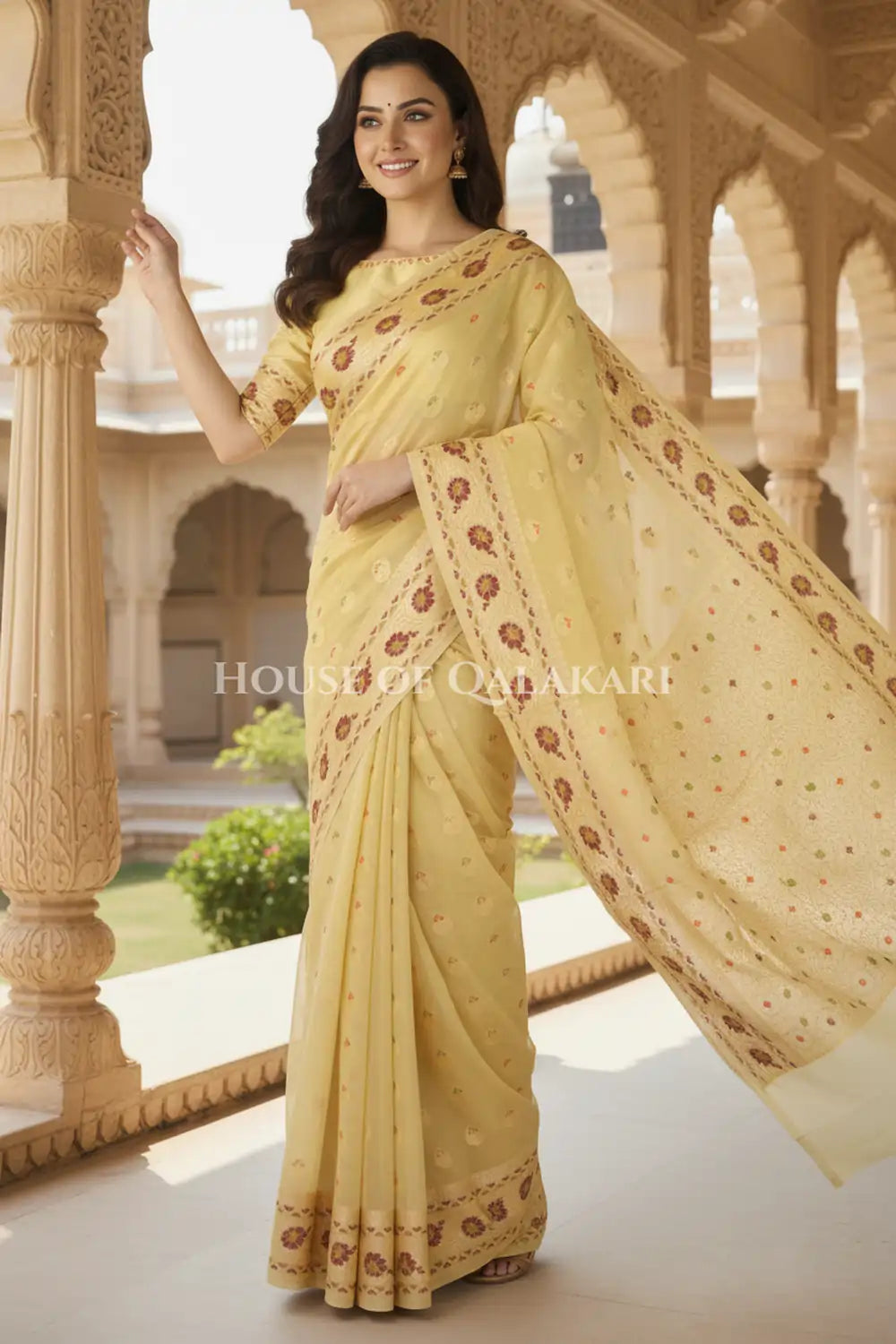 Khaddi Georget Silk Saree Festive Pose