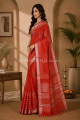 linen cotton saree 495 side pose