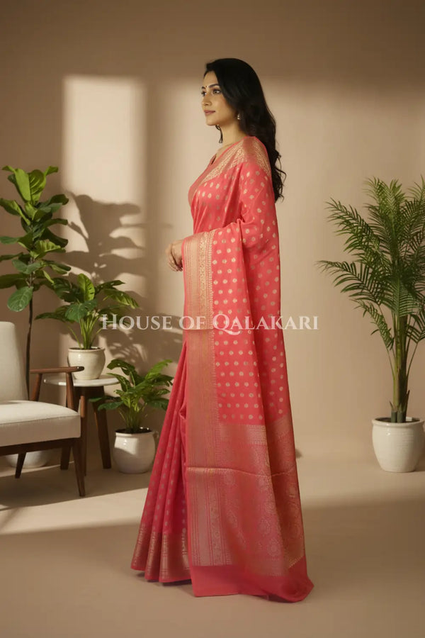 monga pure silk saree side pose