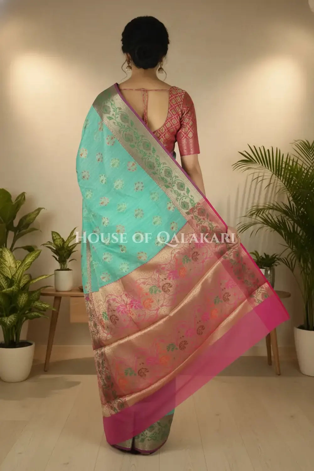 Cotton Saree back pose