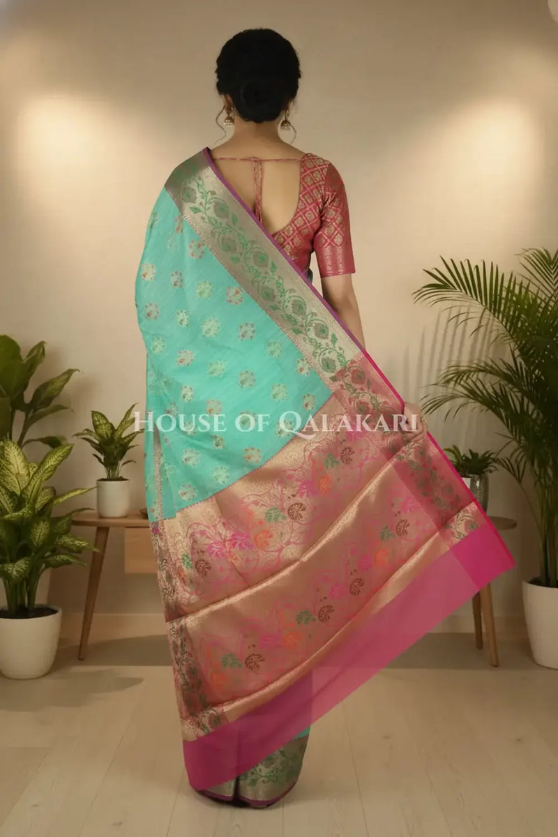 Cotton Saree back pose